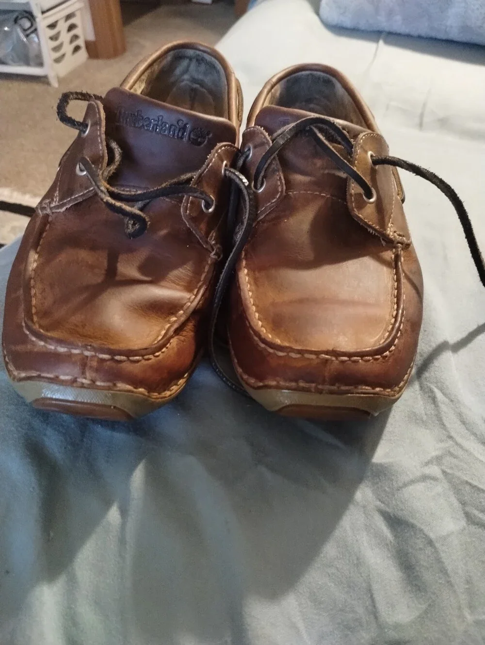 Timberland Men/ Young Men Brown Leather Boat Shoes 2 Eye Classic Sz 8M